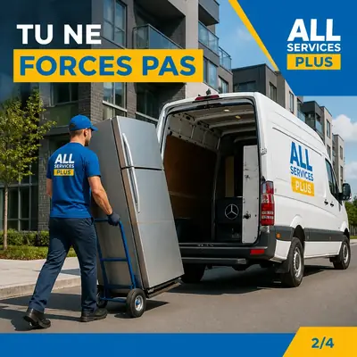 Demenageur avec diable chargeant le van